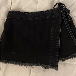Free People Black Jean Skort